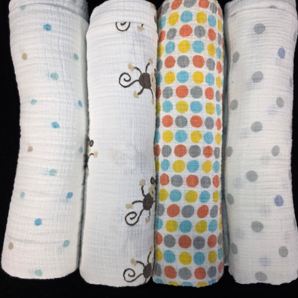 Aden + Anais Organic Cotton Muslin Swaddle Blankets set of (4)